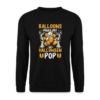Balloon Halloween Trick Or Treat Spooky Boo Ghost - Unisex Sweatshirt - black - Front - Alina (178cm) & Michal (187cm)