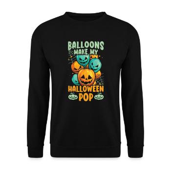 Balloon Halloween Trick Or Treat Spooky Boo Ghost - Unisex Sweatshirt - black - Front - Alina (178cm) & Michal (187cm)