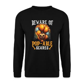 Balloon Halloween Trick Or Treat Spooky Boo Ghost - Unisex Sweatshirt - black - Front - Alina (178cm) & Michal (187cm)