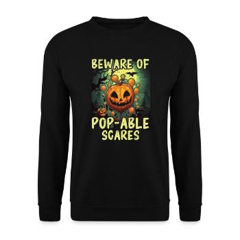 Balloon Halloween Trick Or Treat Spooky Boo Ghost - Unisex Sweatshirt - black - Front - Alina (178cm) & Michal (187cm)