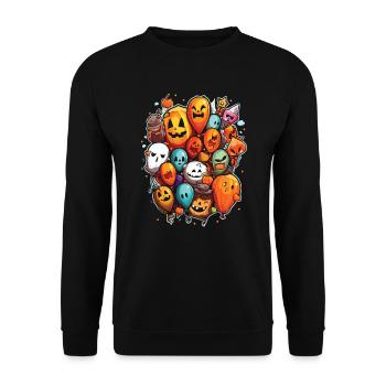 Ballon Halloween Süßes oder Saures Spooky Boo Ghost - Unisex Pullover - Schwarz - Vorne - Alina (178cm) & Michal (187cm)