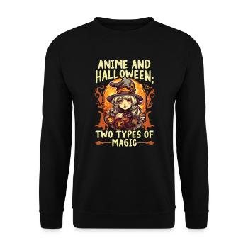 Anime Halloween Kawaii Süßes oder Saures Gruseliger Manga - Unisex Pullover - Schwarz - Vorne - Alina (178cm) & Michal (187cm)