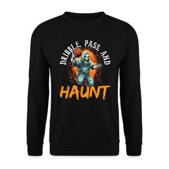 Basketball Halloween Süßes oder Saures Gruseliger Baller - Unisex Pullover - Schwarz - Vorne - Alina (178cm) & Michal (187cm)