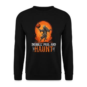 Basketball Halloween Süßes oder Saures Gruseliger Baller - Unisex Pullover - Schwarz - Vorne - Alina (178cm) & Michal (187cm)