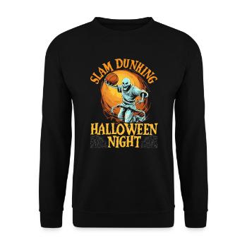 Basketball Halloween Süßes oder Saures Gruseliger Baller - Unisex Pullover - Schwarz - Vorne - Alina (178cm) & Michal (187cm)