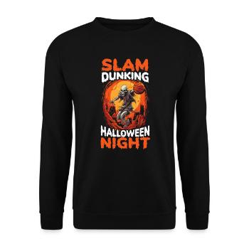 Basketball Halloween Süßes oder Saures Gruseliger Baller - Unisex Pullover - Schwarz - Vorne - Alina (178cm) & Michal (187cm)