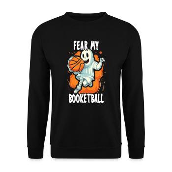 Basketball Halloween Süßes oder Saures Gruseliger Baller - Unisex Pullover - Schwarz - Vorne - Alina (178cm) & Michal (187cm)
