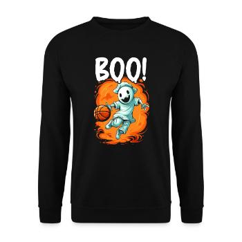 Basketball Halloween Süßes oder Saures Gruseliger Baller - Unisex Pullover - Schwarz - Vorne - Alina (178cm) & Michal (187cm)