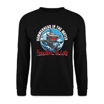Hammerhai-Liebhaber Meeresbiologie Unterwasser - Unisex Pullover - Schwarz - Vorne - Alina (178cm) & Michal (187cm)