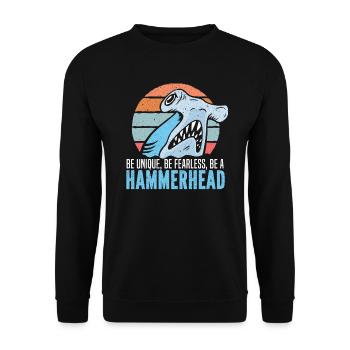 Hammerhai-Liebhaber Meeresbiologie Unterwasser - Unisex Pullover - Schwarz - Vorne - Alina (178cm) & Michal (187cm)