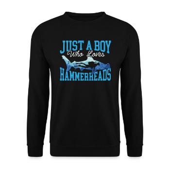 Hammerhai-Liebhaber Meeresbiologie Unterwasser - Unisex Pullover - Schwarz - Vorne - Alina (178cm) & Michal (187cm)