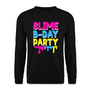 Slime Geburtstagsfeiernder Happy Bday Ich liebe Slime - Unisex Pullover - Schwarz - Vorne - Alina (178cm) & Michal (187cm)