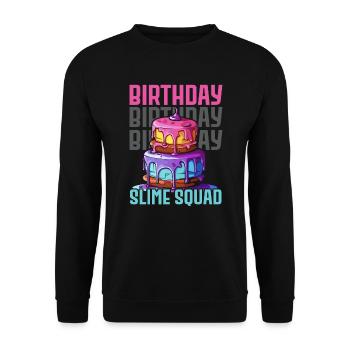 Slime Geburtstagsfeiernder Happy Bday Ich liebe Slime - Unisex Pullover - Schwarz - Vorne - Alina (178cm) & Michal (187cm)