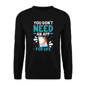 Digital Detox Handy Fasten Go Offline - Unisex Pullover - Schwarz - Vorne - Alina (178cm) & Michal (187cm)