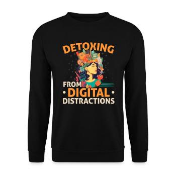 Digital Detox Handy Fasten Go Offline - Unisex Pullover - Schwarz - Vorne - Alina (178cm) & Michal (187cm)