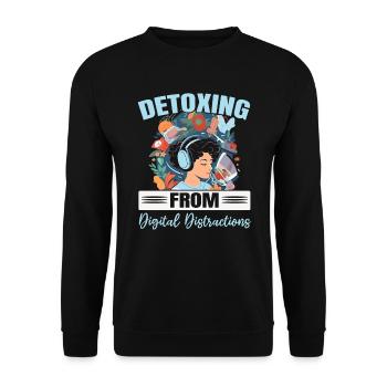 Digital Detox Handy Fasten Go Offline - Unisex Pullover - Schwarz - Vorne - Alina (178cm) & Michal (187cm)
