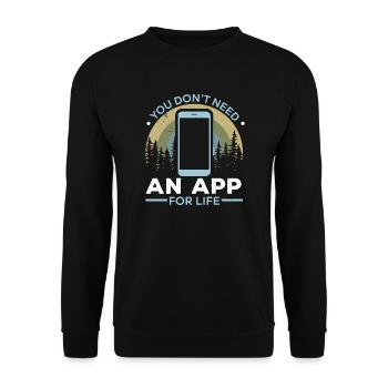 Digital Detox Handy Fasten Go Offline - Unisex Pullover - Schwarz - Vorne - Alina (178cm) & Michal (187cm)