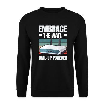 DFÜ-Internetverbindung 90er Computerwitze - Unisex Pullover - Schwarz - Vorne - Alina (178cm) & Michal (187cm)