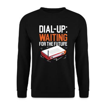 DFÜ-Internetverbindung 90er Computerwitze - Unisex Pullover - Schwarz - Vorne - Alina (178cm) & Michal (187cm)