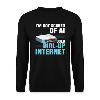 DFÜ-Internetverbindung 90er Computerwitze - Unisex Pullover - Schwarz - Vorne - Alina (178cm) & Michal (187cm)