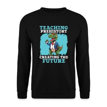 Dinosaurierlehrer Paläontologie Dino unterrichten - Unisex Pullover - Schwarz - Vorne - Alina (178cm) & Michal (187cm)