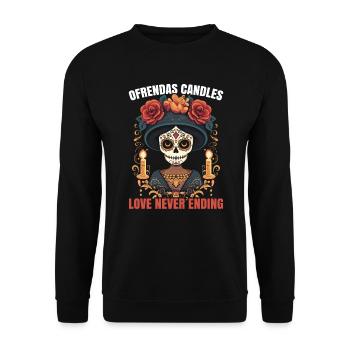 Dia de los Muertos Sugar Skull Mexikanischer Feiertag - Unisex Pullover - Schwarz - Vorne - Alina (178cm) & Michal (187cm)
