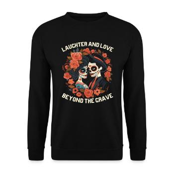 Dia de los Muertos Sugar Skull Mexikanischer Feiertag - Unisex Pullover - Schwarz - Vorne - Alina (178cm) & Michal (187cm)