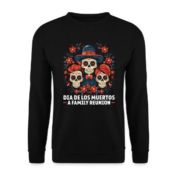 Dia de los Muertos Sugar Skull Mexikanischer Feiertag - Unisex Pullover - Schwarz - Vorne - Alina (178cm) & Michal (187cm)