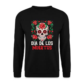 Dia de los Muertos Sugar Skull Mexikanischer Feiertag - Unisex Pullover - Schwarz - Vorne - Alina (178cm) & Michal (187cm)