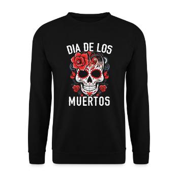 Dia de los Muertos Sugar Skull Mexikanischer Feiertag - Unisex Pullover - Schwarz - Vorne - Alina (178cm) & Michal (187cm)