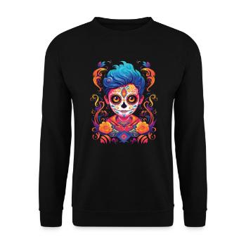 Dia De Los Muertos Sugar Skull Mexican Holiday - Unisex Sweatshirt - black - Front - Alina (178cm) & Michal (187cm)
