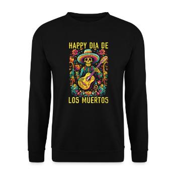 Dia de los Muertos Sugar Skull Mexikanischer Feiertag - Unisex Pullover - Schwarz - Vorne - Alina (178cm) & Michal (187cm)