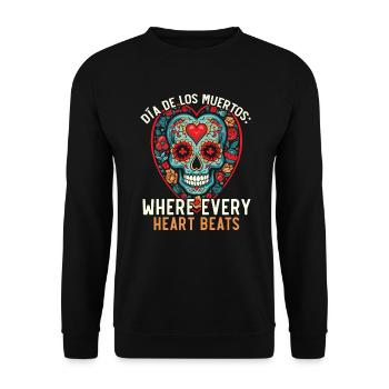 Dia de los Muertos Sugar Skull Mexikanischer Feiertag - Unisex Pullover - Schwarz - Vorne - Alina (178cm) & Michal (187cm)