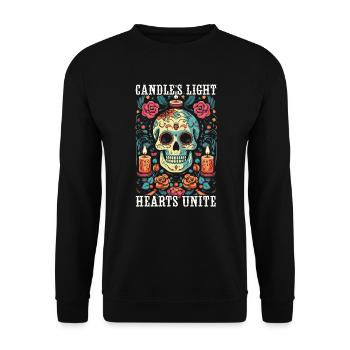 Dia de los Muertos Sugar Skull Mexikanischer Feiertag - Unisex Pullover - Schwarz - Vorne - Alina (178cm) & Michal (187cm)