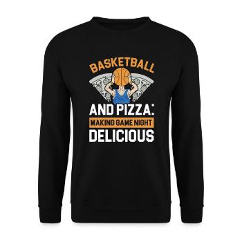 Ananas Basketball Tropische Frucht Sommer Sport - Unisex Pullover - Schwarz - Vorne - Alina (178cm) & Michal (187cm)