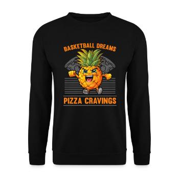 Ananas Basketball Tropische Frucht Sommer Sport - Unisex Pullover - Schwarz - Vorne - Alina (178cm) & Michal (187cm)