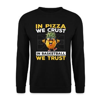 Ananas Basketball Tropische Früchte Sommer Sport - Unisex Pullover - Schwarz - Vorne - Alina (178cm) & Michal (187cm)