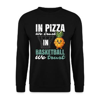Ananas Basketball Tropische Frucht Sommer Sport - Unisex Pullover - Schwarz - Vorne - Alina (178cm) & Michal (187cm)