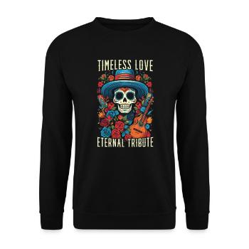 Dia de los Muertos Sugar Skull Mexikanischer Feiertag - Unisex Pullover - Schwarz - Vorne - Alina (178cm) & Michal (187cm)
