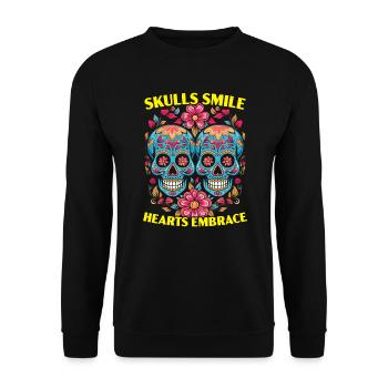 Dia De Los Muertos Sugar Skull Mexican Holiday - Unisex Sweatshirt - black - Front - Alina (178cm) & Michal (187cm)