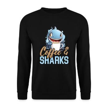 Kaffeehai-Liebhaber Meeresbiologie Koffein-Trinker - Unisex Pullover - Schwarz - Vorne - Alina (178cm) & Michal (187cm)