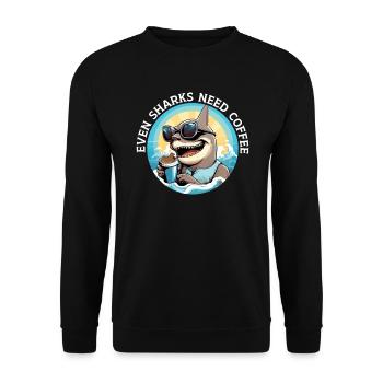Kaffeehai-Liebhaber Meeresbiologie Koffein-Trinker - Unisex Pullover - Schwarz - Vorne - Alina (178cm) & Michal (187cm)