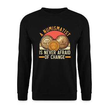 Coin Collector Numismatist Coin Collecting - Unisex Sweatshirt - black - Front - Alina (178cm) & Michal (187cm)