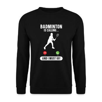 Shuttlecock Badminton Player Smash Racquet Sports - Unisex Sweatshirt - black - Front - Alina (178cm) & Michal (187cm)