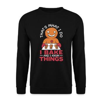 Bäcker Bäckerei Kuchen Brot Muffin Gebäck Lebensmittel Backen - Unisex Pullover - Schwarz - Vorne - Alina (178cm) & Michal (187cm)