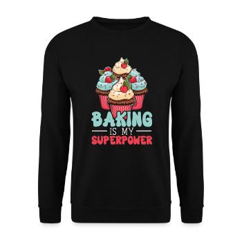 Bäcker Bäckerei Kuchen Brot Muffin Gebäck Lebensmittel Backen - Unisex Pullover - Schwarz - Vorne - Alina (178cm) & Michal (187cm)