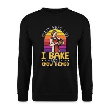 Bäcker Bäckerei Kuchen Brot Muffin Gebäck Lebensmittel Backen - Unisex Pullover - Schwarz - Vorne - Alina (178cm) & Michal (187cm)