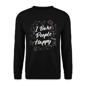Bäcker Bäckerei Kuchen Brot Muffin Gebäck Lebensmittel Backen - Unisex Pullover - Schwarz - Vorne - Alina (178cm) & Michal (187cm)