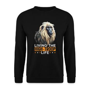Pavian Affe Liebhaber Wildtier Tier Zoowärter - Unisex Pullover - Schwarz - Vorne - Alina (178cm) & Michal (187cm)