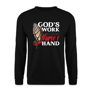 Christian Nurse RN Registered Nurse Christianity - Unisex Sweatshirt - black - Front - Alina (178cm) & Michal (187cm)